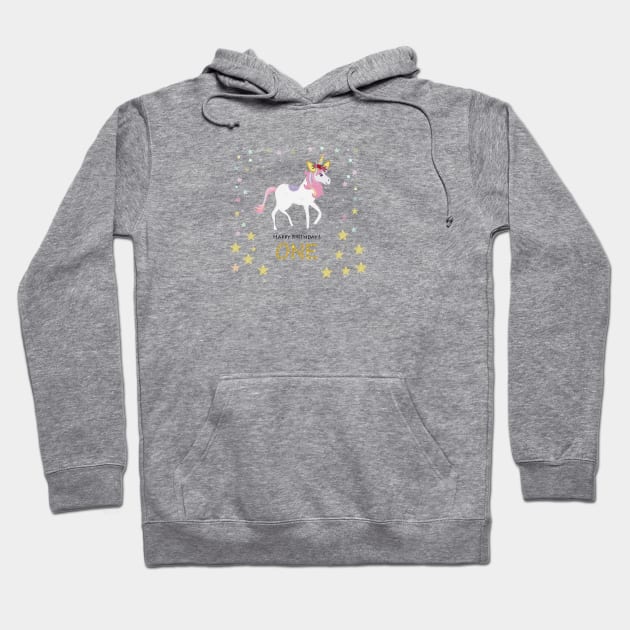 First birthday greeting. One. Magical Unicorn Birthday invitation. Party invitation Hoodie by GULSENGUNEL